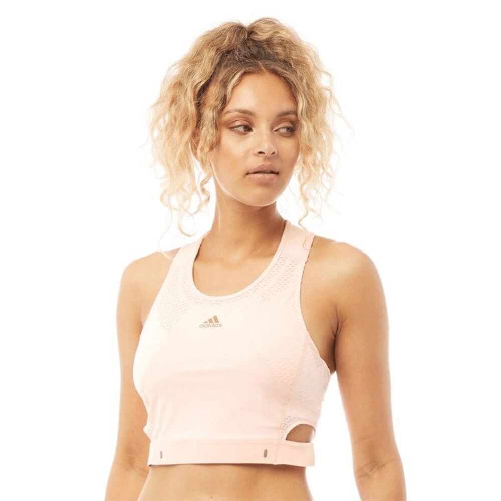 NWOT adidas Womens HEAT.RDY Cropped Running Tank Haze Coral-Size XS - Picture 1 of 7